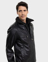 Missioni Men's Classic Leather Fall Jacket | Black